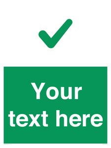 Custom green background, green tick sign